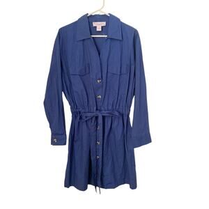 The Golden Globe Clothing Women's Shirt Dress Size M Navy Blue Drawstring NWOT